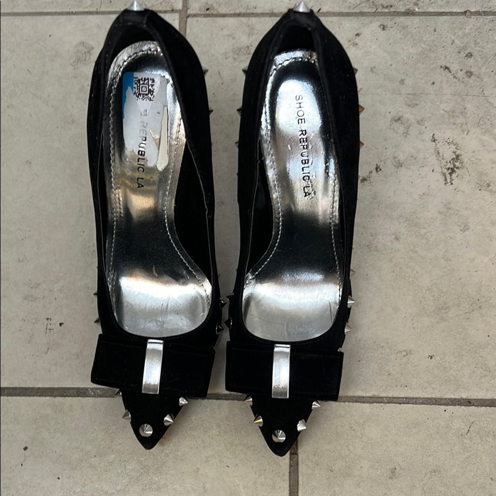 Shoe Republic LA Black Studded Women's Heels